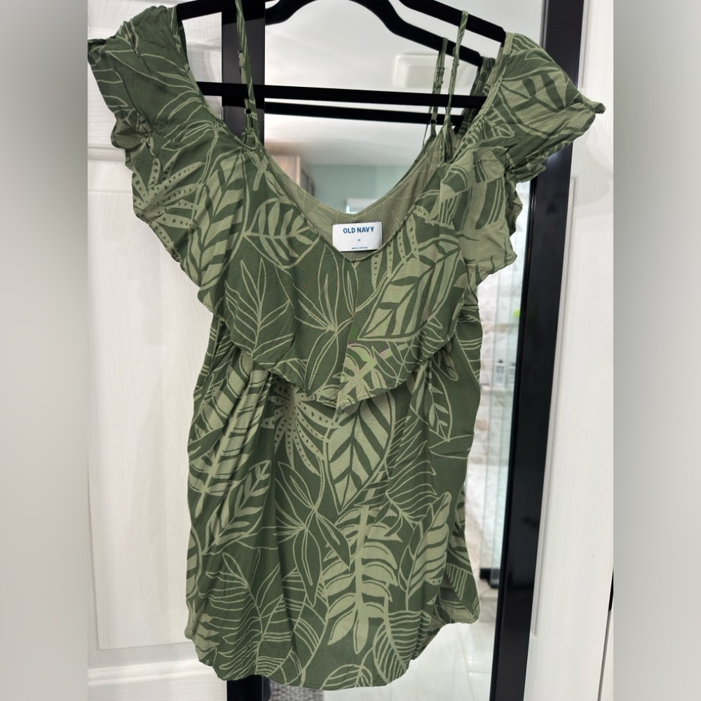 Old Navy Olive Leaf Pattern Blouse